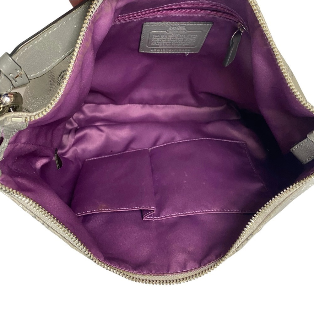 Coach Handbag Crossbody Silver Signature C - Picture 10 of 12